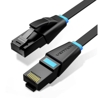 Патч-корд 1м, UTP cat 6 RJ-45 flat black Vention (IBJBF)