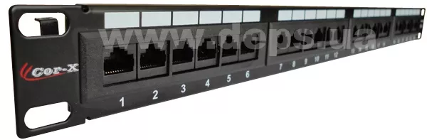 Патч панель PP-19/1-24-8P8C-C5 — Патч-панель Cor-X 19" 1U 24 порти RJ45 Cat 5E UTP
