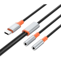 Перехідник USB-C to 2x3.5mm F 1.0m NB-R269B black XO (NB-R269B.black)