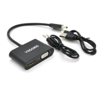 Переходник HDMI M to VGA F + HDMI F 0.25m black VEGGIEG (YT-C-H-V500)