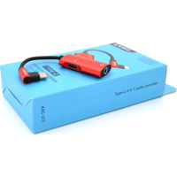 Переходник USB-C 4-in-1 Audio Adapter USB-C + 3.5mm red iKAKU (KSC-377-TC-R)
