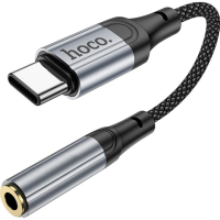 Переходник USB-C to 3.5mm F 0.12m Black HOCO (6942007608886)