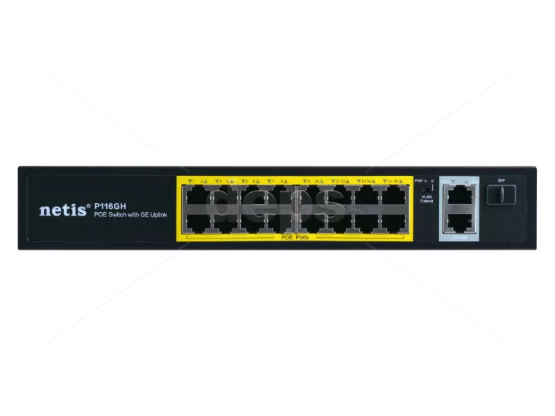 POE комутатор Netis P116GH [FE POE: 16, GE UL: 2xRJ-45+1xSFP]