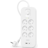 Сетевой фильтр питания Belkin 6хТипE, 16А, USB-A/USB-C 18Вт, 2м (SRB002CA2M)