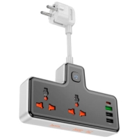 Сетевой фильтр питания HOCO AC12A, 2 роз, 3 USB. USB-C, 30W, 1м, Black (AC12AB)