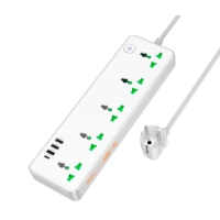Сетевой фильтр питания HOCO AC13A 5 роз, 3 USB, USB-C, 17W, 1,5м, White (AC13A/W)