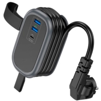 Сетевой фильтр питания HOCO NS6 1 роз, 2 USB, USB-C, 30W, 1.1м, Black (NS6B)