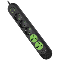 Сетевой фильтр питания Meilepai F02U, 3роз EU + 2роз Universal, 3*USB Black (F02U-Black)