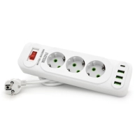 Сетевой фильтр питания Meilepai F23U, 3 роз EU, 3USB White (F23U-White)