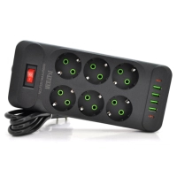Сетевой фильтр питания Meilepai F33U, 6 роз EU, 4USB, 2PD Black (F33U-Black)