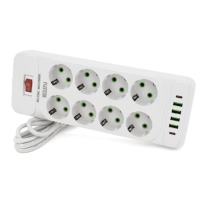 Сетевой фильтр питания Meilepai F34U, 8 роз EU, 4USB, 2PD White (F34U-White)