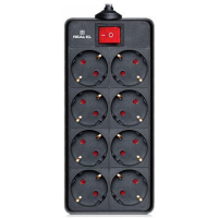 Сетевой фильтр питания REAL-EL REAL-EL RS-8 PROTECT, 3m, black (EL122300022)