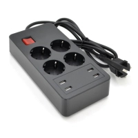 Сетевой фильтр питания Voltronic 4 роз, 4USB 5V-2.4A, 250V/4000W Black (P-EU4U4S-4000W)