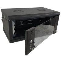 Шкаф настенный Eserver 4U 19" 600х350х284 (Ш*Г*В), стекло, чёрная (ES-Е435B)
