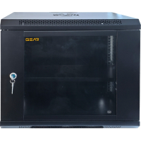 Шкаф настенный GEAR 9U 19'' 600x600x500 мм, + полка 19", black (GWMSN-9U-600-600)