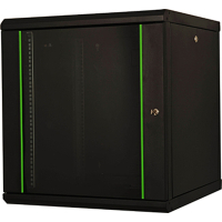 Шкаф настенный Lande Proline 12U 19" 600x600, стекло, черная (LN-PR12U6060-BL-111)