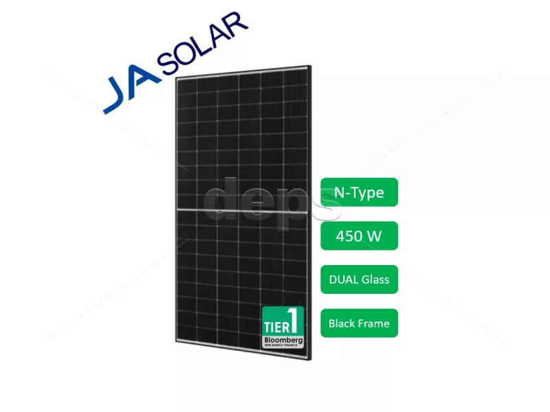 Солнечная панель JA Solar JAM54D40-450/LB (450W, bifacial, black frame)