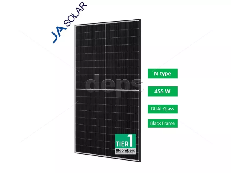 Солнечная панель JA Solar JAM54D40-455/LB (455W, bifacial, black frame)