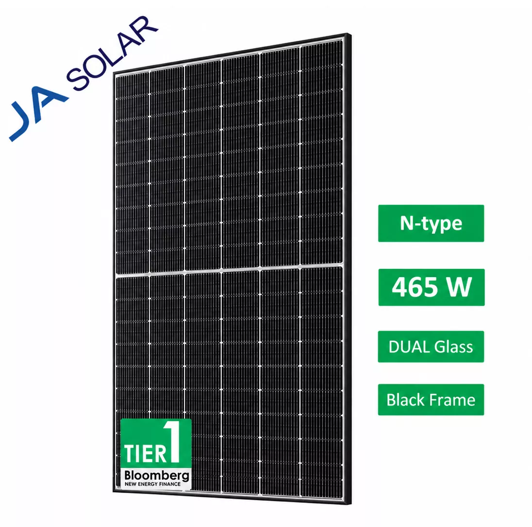 Солнечная панель JA Solar JAM54D40-465/LB (465W | bifacial | black frame)