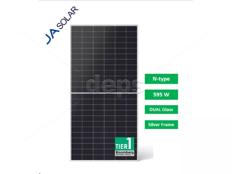 Солнечная панель JA Solar JAM72D40-595/MB (595W, bifacial, silver frame)