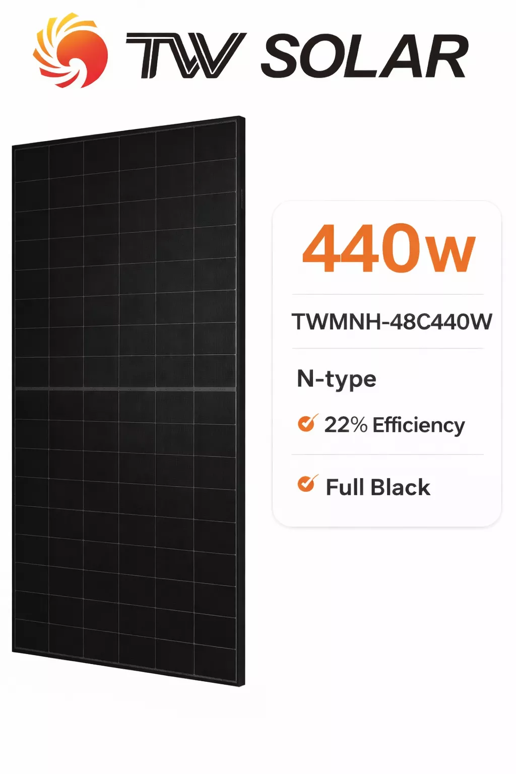 Сонячна панель Tongwei TWMNH-48HC440W (440W | bifacial | full black)