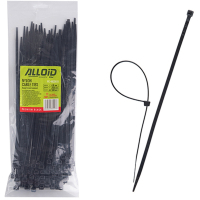 Стяжка Alloid 4.8х250мм, пластик, 100шт./уп., чорний (PC-48250B)