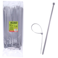Стяжка Alloid 7.6х300мм, пластик, 100шт./уп., серый (PC-76300G)