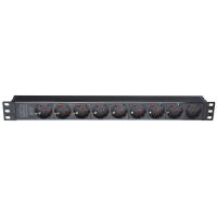 Силовой блок Eserver 19" 9 розеток, кабель 1.8м, алюм. корпус PDU 220В, 16А (WT-2261A-GER-9WAY)