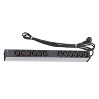 Силовий блок 19" 1U 12 розеток IEC C13, вилка Schuko, кабель 3м. Conteg (DP-RP-12-IECC13)