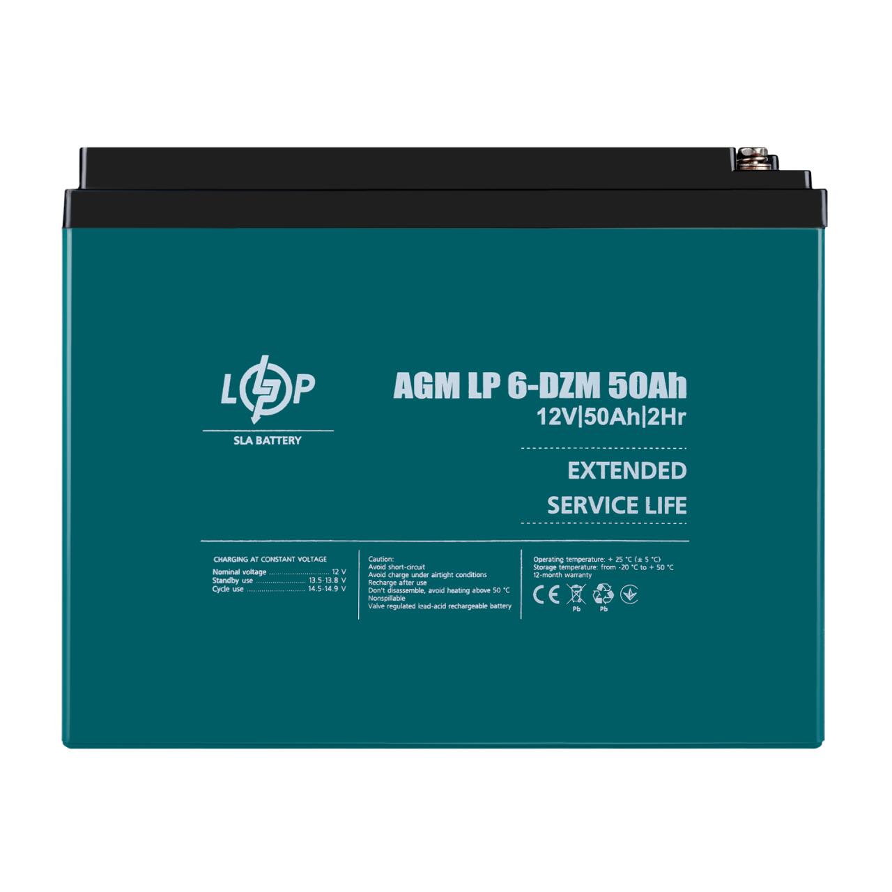 Тяговый свинцово-кислотный AGM аккумулятор LP 6-DZM-50 Ah