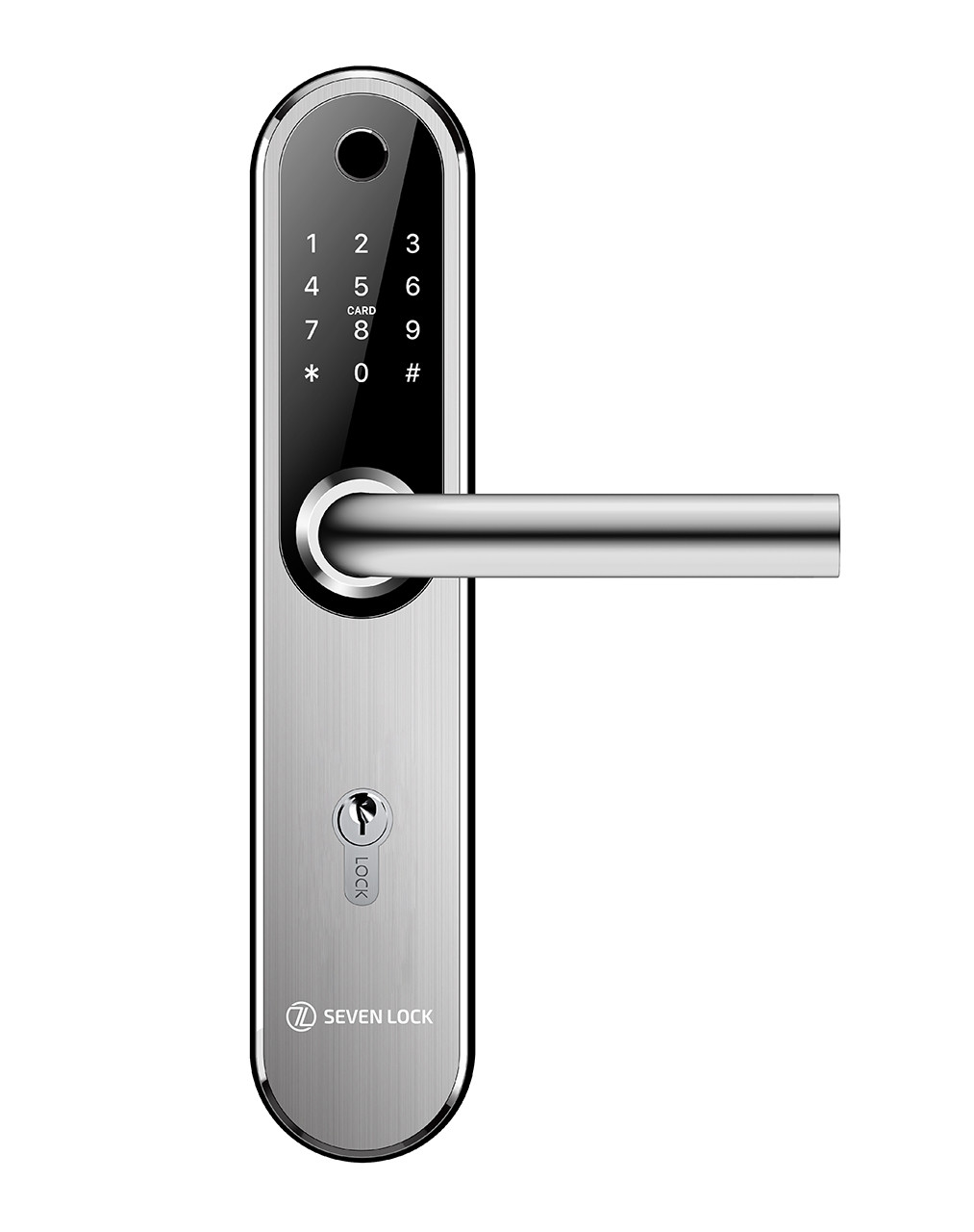 Умный дверной биометрический замок SEVEN LOCK SL-7768BF (85мм) silver