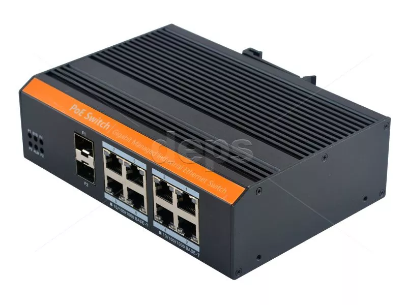 Управляемый промышленный POE коммутатор FoxGate S6108G-S2-I-W POE [GE: 8 x RJ-45 PoE + 2 х SFP]