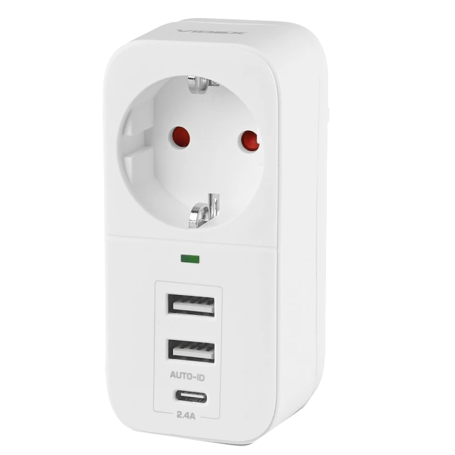VIDEX ONCORD 1п 2.4A 2USB+USB-C