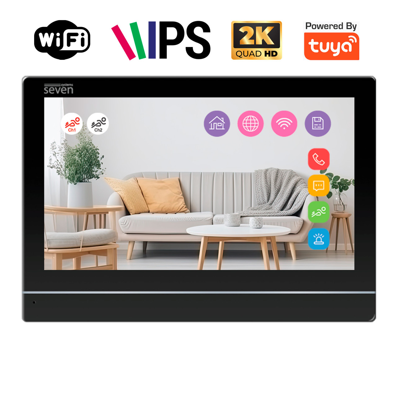 Видеодомофон 7 дюймов с Wi-Fi SEVEN DP-7576-W2K black