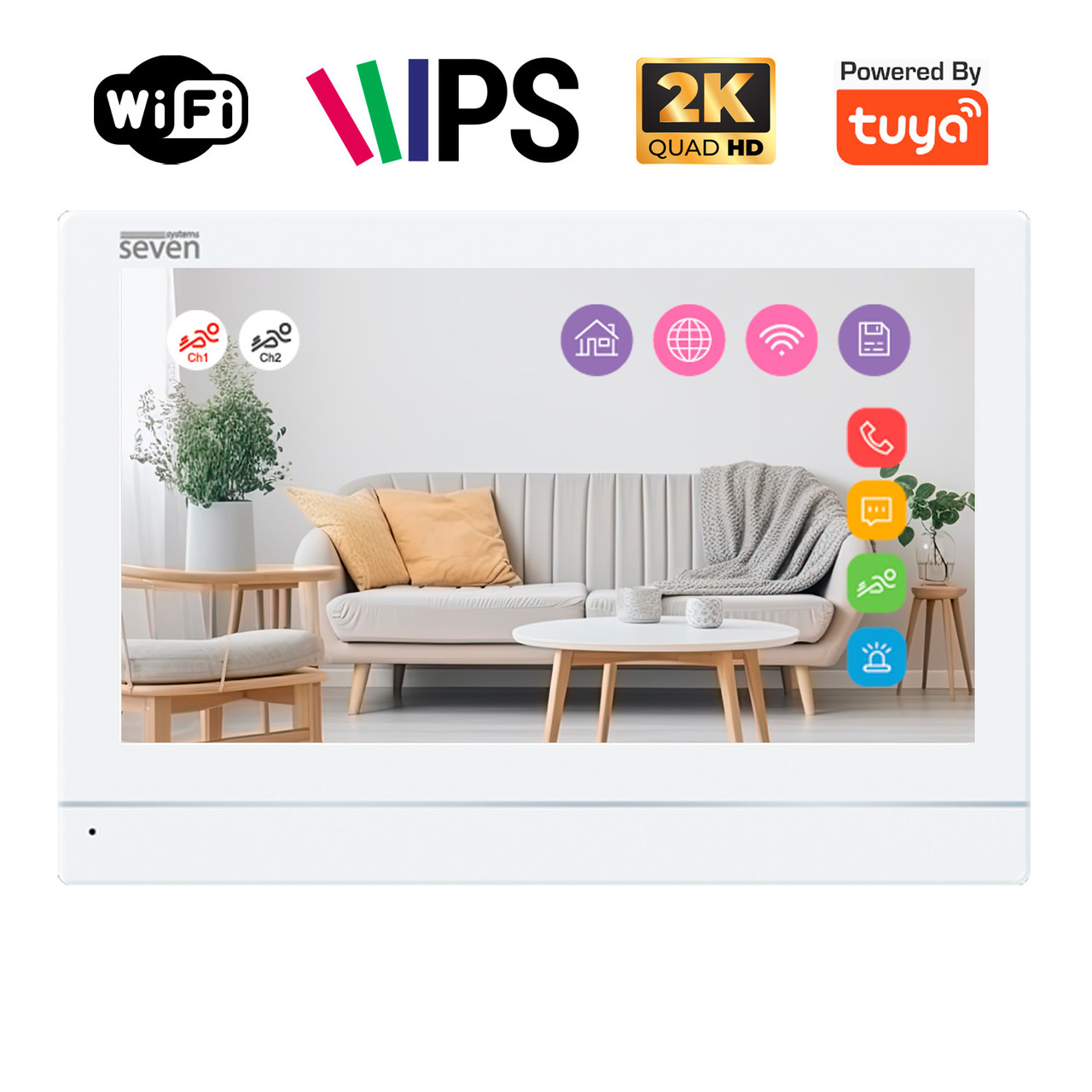 Видеодомофон 7 дюймов с Wi-Fi SEVEN DP-7576-W2K white