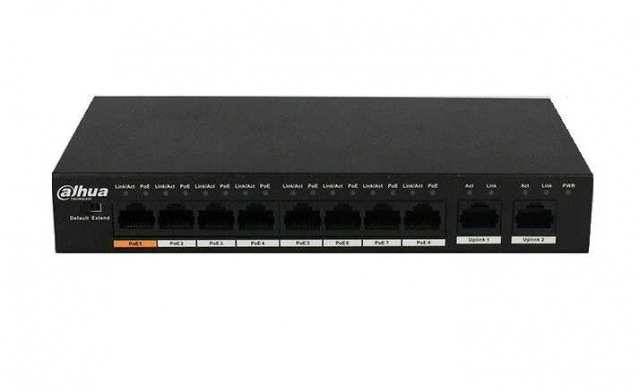 Dahua DH-PFS3010-8ET-96. 8-портовий комутатор з 8 РоЕ портами