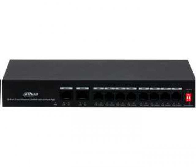 Dahua DH-PFS3010-8ET-65. 8-портовий комутатор з 8 РоЕ портами