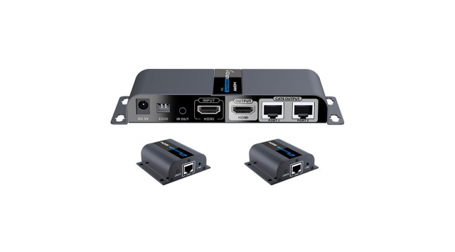 LKV712PRO HDMI спліттер ( HDMI 1.3 на 2 порти по cat6 до 40 м / PoC-One power supply on TX only,комплектація - 1Tx + 2Rx)
