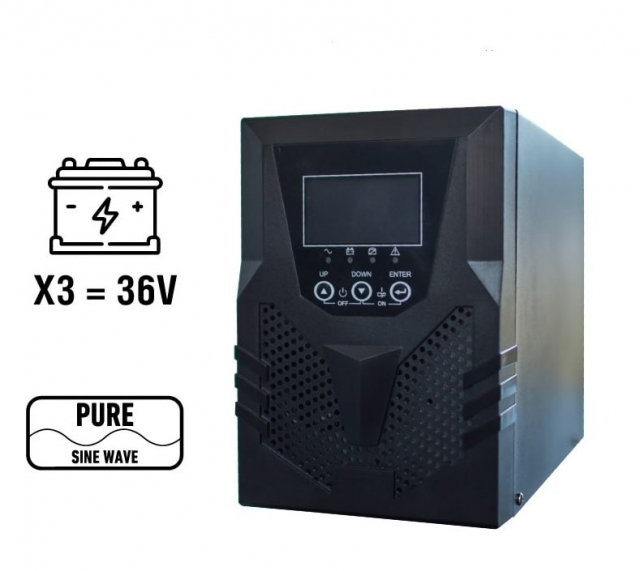 U-tex UPS-UT1000VA/1000W Online UPS Джерело Безперебійного живлення (1000Вт, під зовнішній акумулятор 36В з правильною синусоїдою)