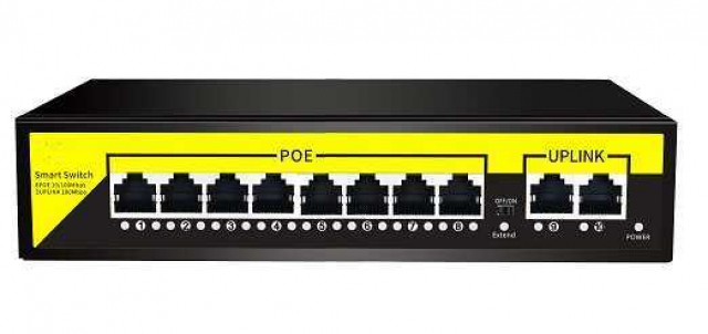 Комутатор PoE Switch Utex UT-1010B (8 РОЕ10 - 100 Мб/с ,2 Uplink - 100 Мб/с)