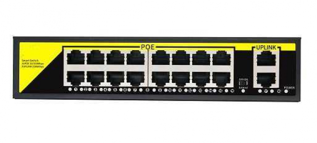 Комутатор PoE Switch Utex UT-X1620GB (16 РОЕ10 - 100 Мб/с ,2 Uplink - 1000 Мб/с)