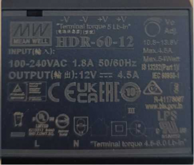 Mean Well HDR-60-12 Імпульсний блок живлення 12В, 4.5А на DIN рейку