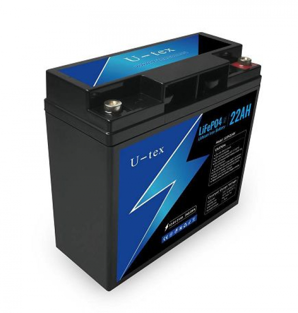 Акумулятор U-tex 12В / 22 Ah, технологія LiFePO4 (літій залізо фосфатний, кількість циклів > 4000)