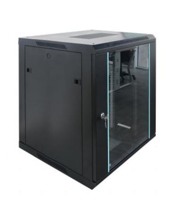 Шафа мережева I-Box 6612S Wallmount 12U акрил, 640х600х600 мм, метал: 1,2/1,5 мм, колір чорний