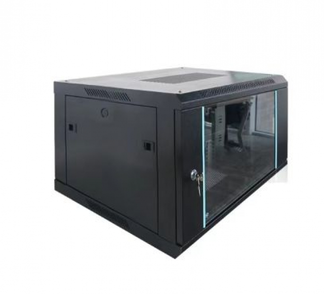 Шафа мережева I-Box 6606S Wallmount 6U акрил, 350х600х600 мм, метал: 1,2/1,5 мм, колір чорний