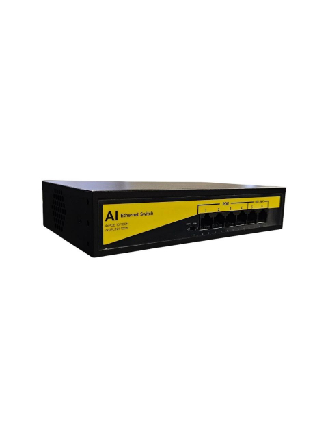 Комутатор PoE Switch Utex UT-SF06P-65 (4 port POE 10/100BASE + 2 port UPLINK 10/100Mbps, 65Вт на 4 порта, Max=30Вт/1 port PoE, Передача живлення Варіант «В» (пари 4-5, 7-8), AC 220В, габарити: 200x125