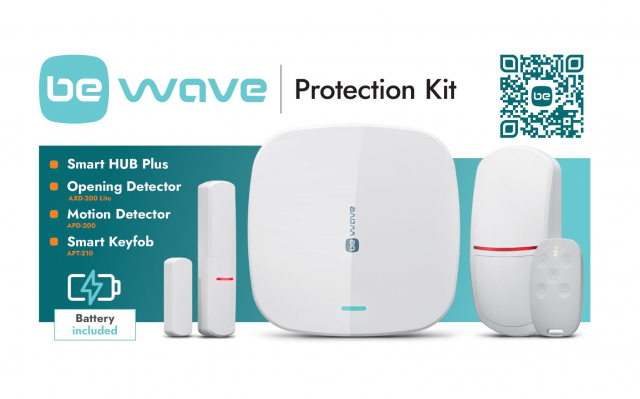 Satel BeWave Protection Kit - Комплект системи безпеки (центральний блок керування Bewave SMART HUB Plus, бездротовий датчик руху, відчинення дверей, а також радіобрелок)