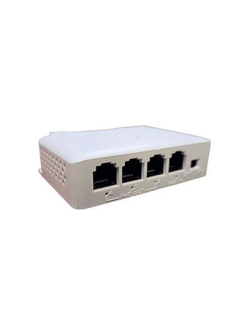 PoE-розширювач UTex UT-DG14A (Вхід -1 PoE порт / Вихід- 3 PoE порти 10/100Mbps, до 250м, до 24Вт на 3 порти, IEEE802.3AF/AF, пластик, монтаж на DIN рейку, розміри: 85 х 55 х 23 мм)