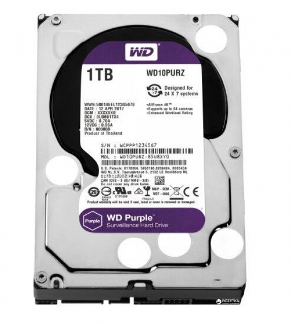 Жорсткий накопичувач SATA 1TB 6GB/S 64MB PURPLE WD10PURZ_бн WDC (8471 70 50 00)
