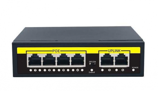 Коммутатор PoE Switch Utex UT-1006F 24В (4 порти 100 М РОЕ / 2 порта 100 М UPLINK)